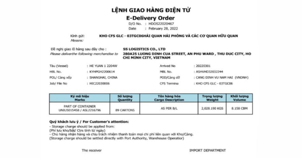 D/O là gì? Vai trò của lệnh D/O trong Logistics