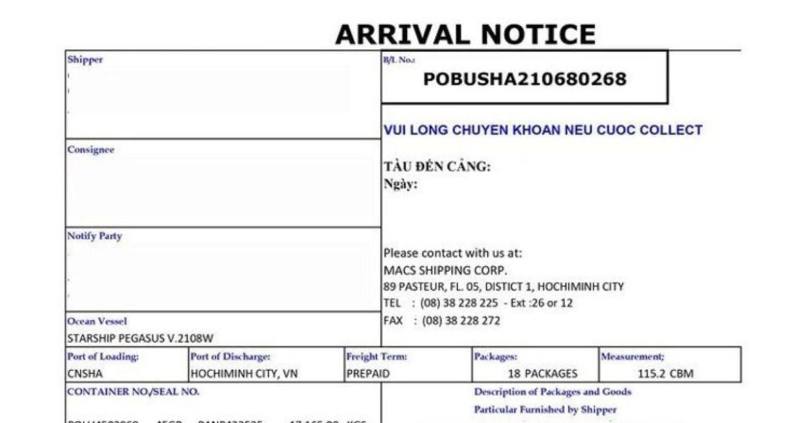 Giấy Báo Hàng Đến (Arrival Notice) Là Gì? Vai Trò Và Quy Trình Xử Lý